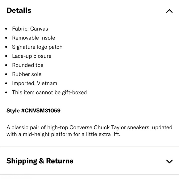 Converse Chuck Taylor All Star Lift High Top Sneakers, Size 6 - Picture 4 of 10